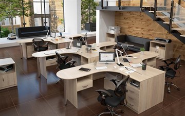 Офисный комплект мебели SIMPLE с эргономичными столами и шкафом в Элисте - предосмотр 2